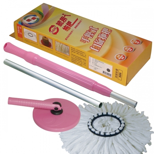 TM-2282(粉) 雙截桿手壓旋轉拖把(彩盒裝)