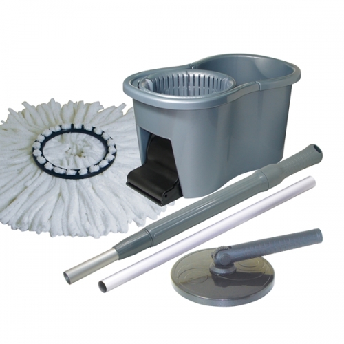 TM-7777(銀灰) 手壓式單動力旋轉拖把組