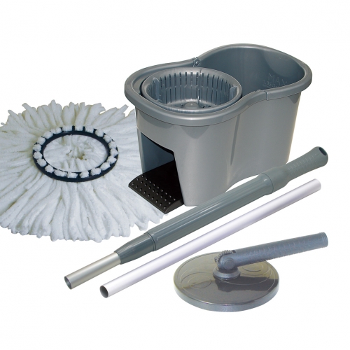 TM-7777(銀灰) 手壓式單動力旋轉拖把組